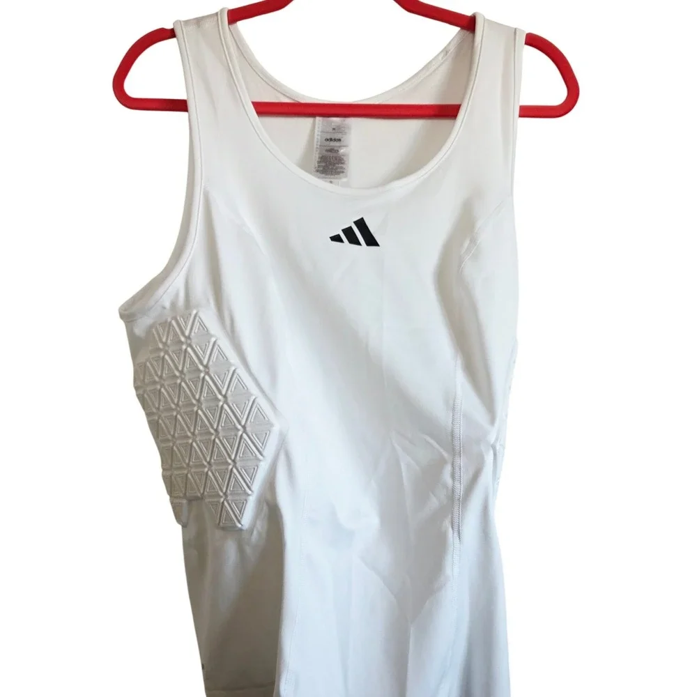 Adidas Men's Compression Tank Top White AEROREADY Padded 2XL Football NWT RV $80